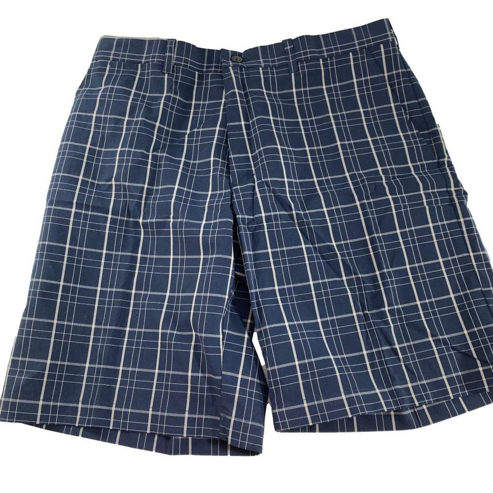 PGA Tour Mens Shorts Size 34 Navy Blue White Check Scorecard Pockets New